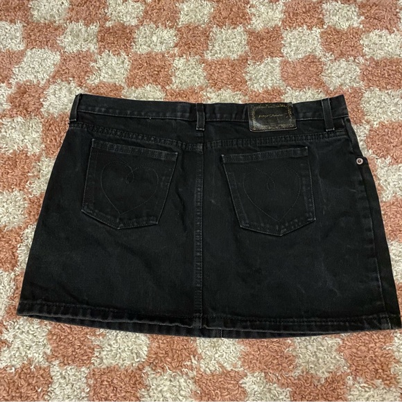 Vintage Betsey Johnson Jeans Black Denim Mini Skirt Sz L - Picture 2 of 9